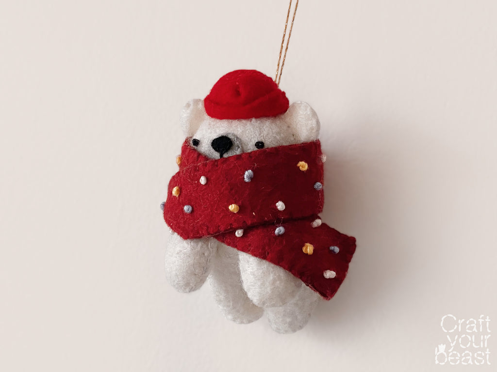 Patron de couture peluche ours de noël - Patron PDF à coudre en feutrine