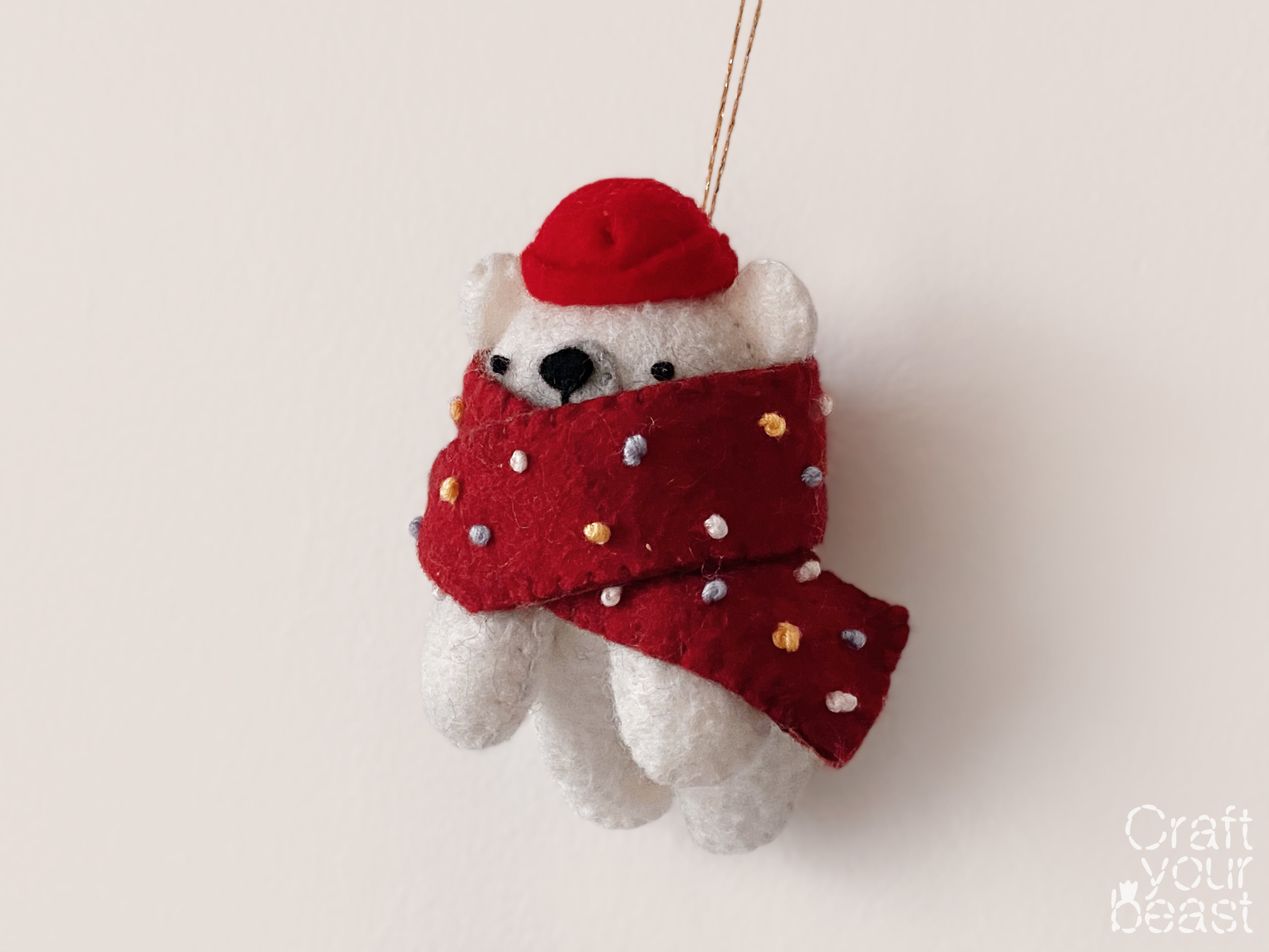 Patron de couture peluche ours de noël - Patron PDF à coudre en feutrine