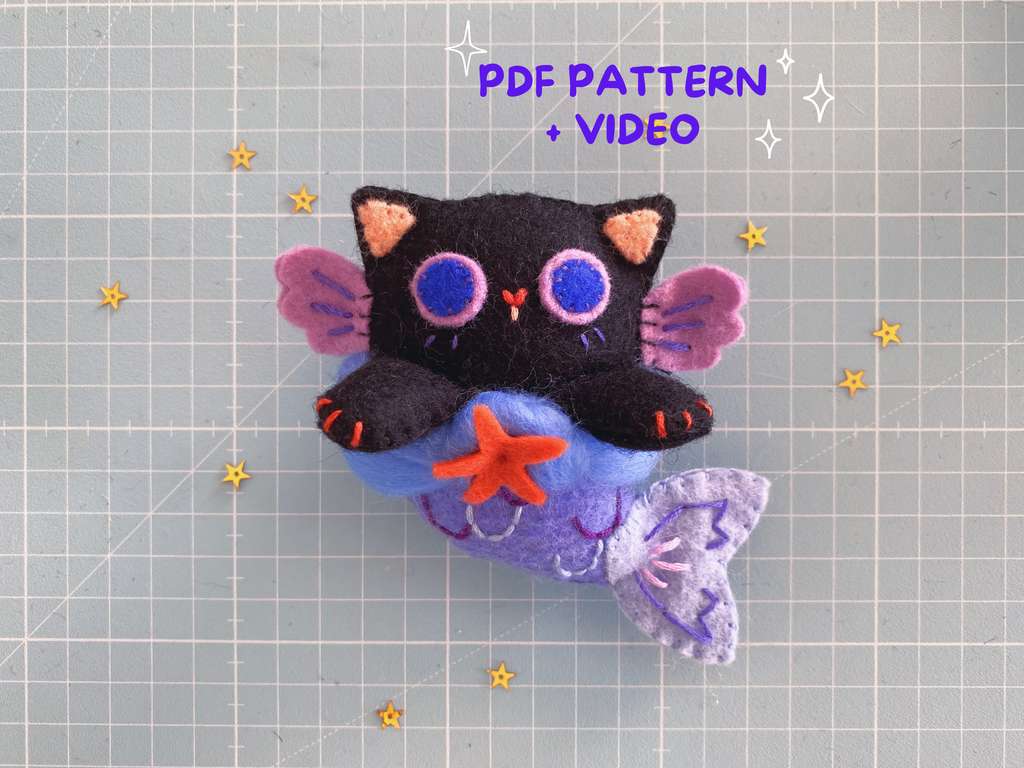 Patron de couture peluche chat sirène