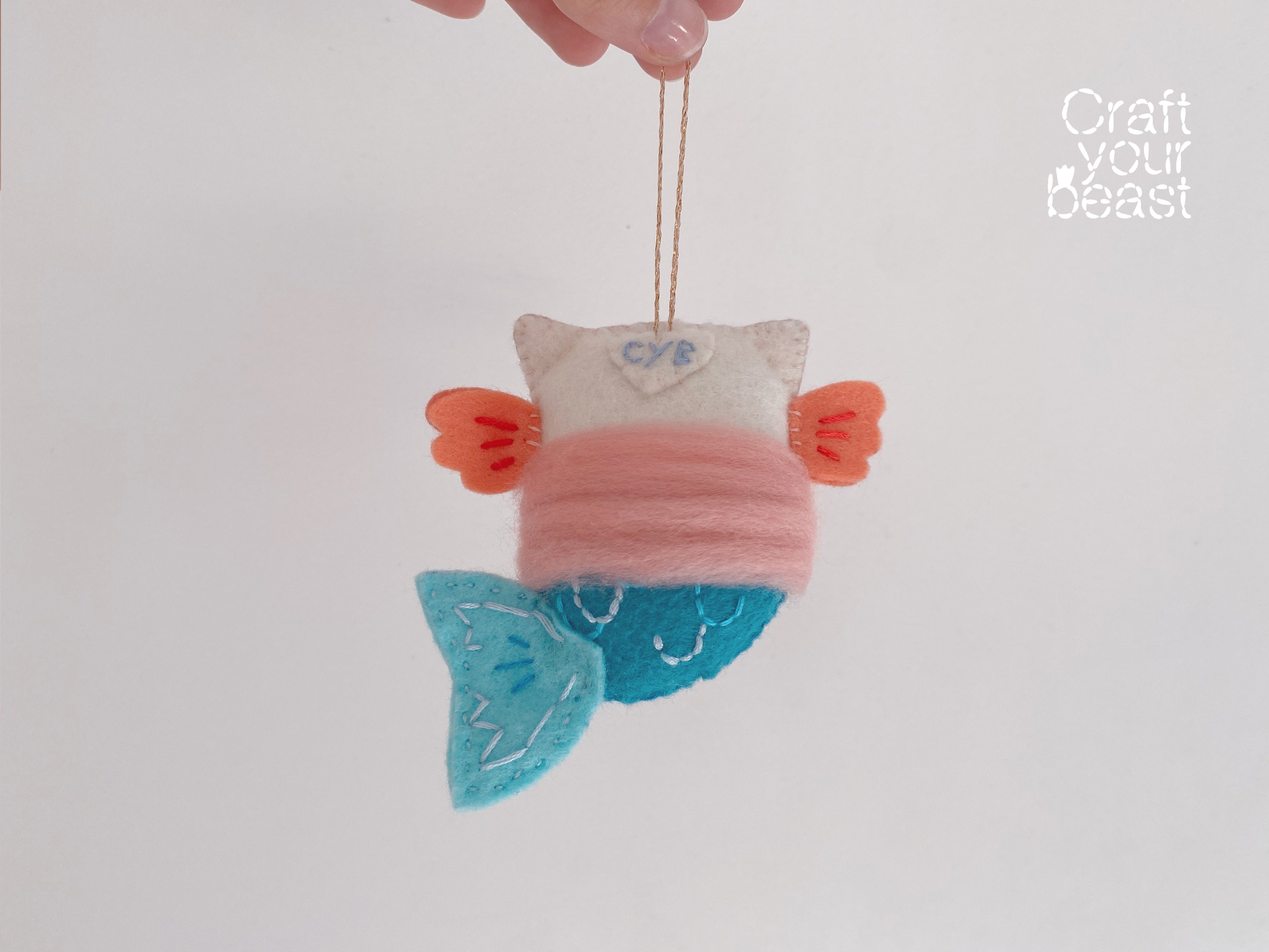 Kit de couture chaton sirène bleu