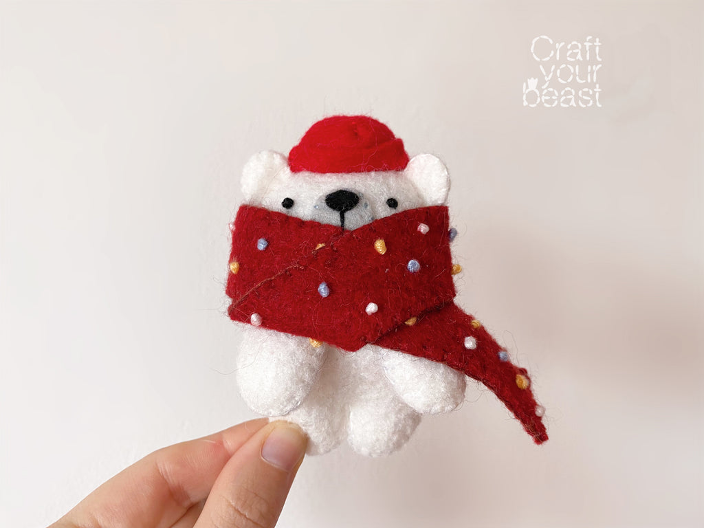 Patron de couture peluche ours de noël - Patron PDF à coudre en feutrine