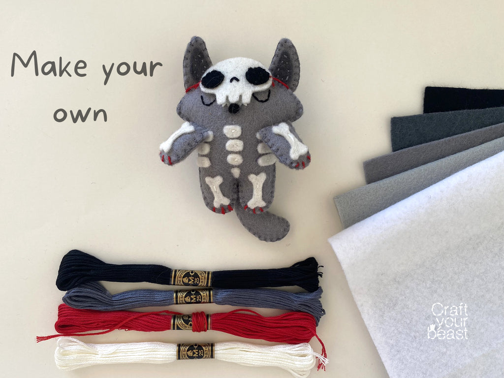 Patron de couture peluche loup squelette