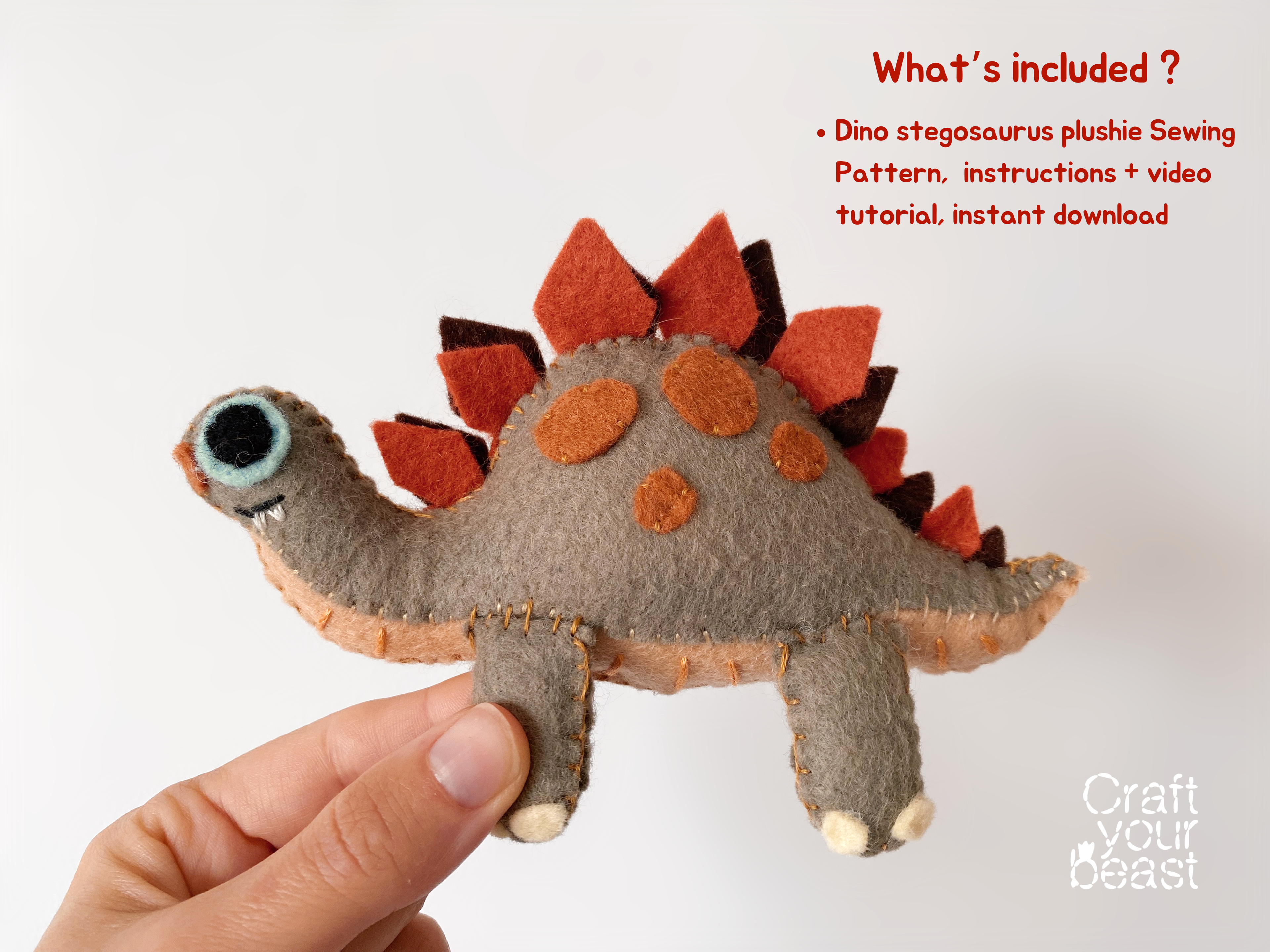 Patron Couture Peluche Dinosaure Stegosaure