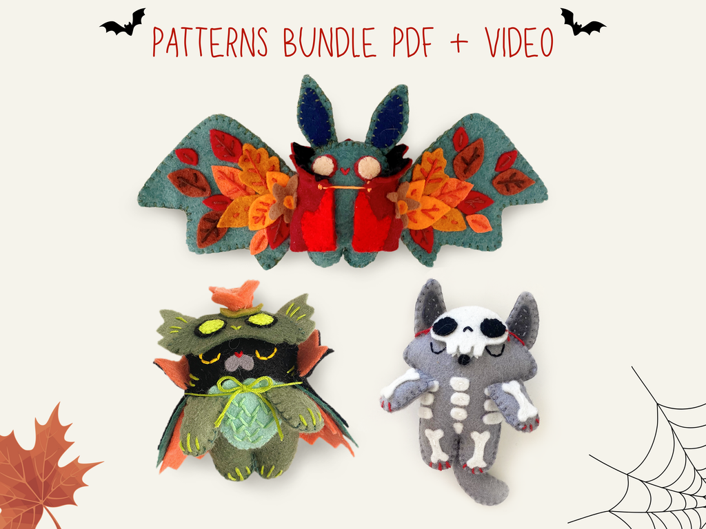 Lot de 3 Patrons de Couture Peluches Halloween