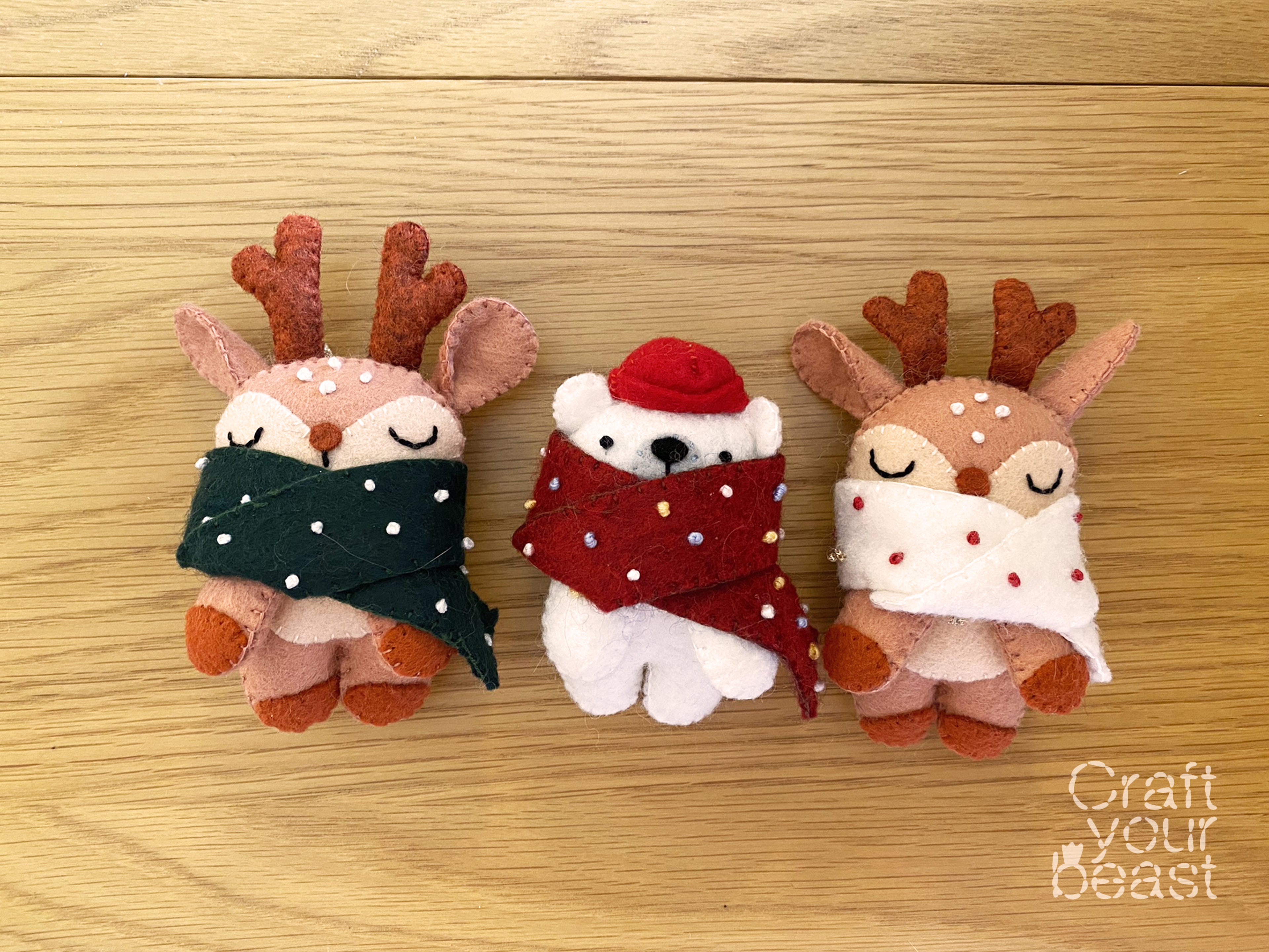 Lot KIT de couture Renne et Ours de noël