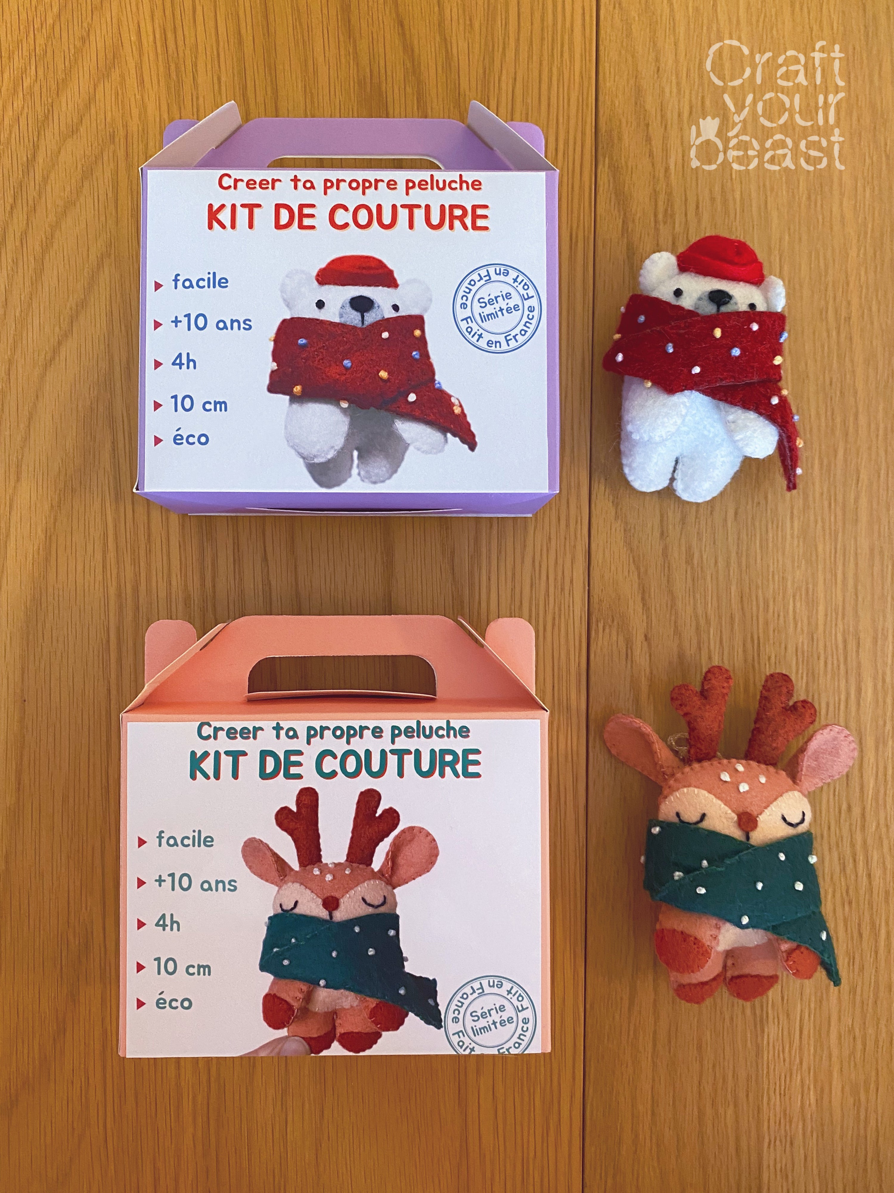 Lot KIT de couture Renne et Ours de noël