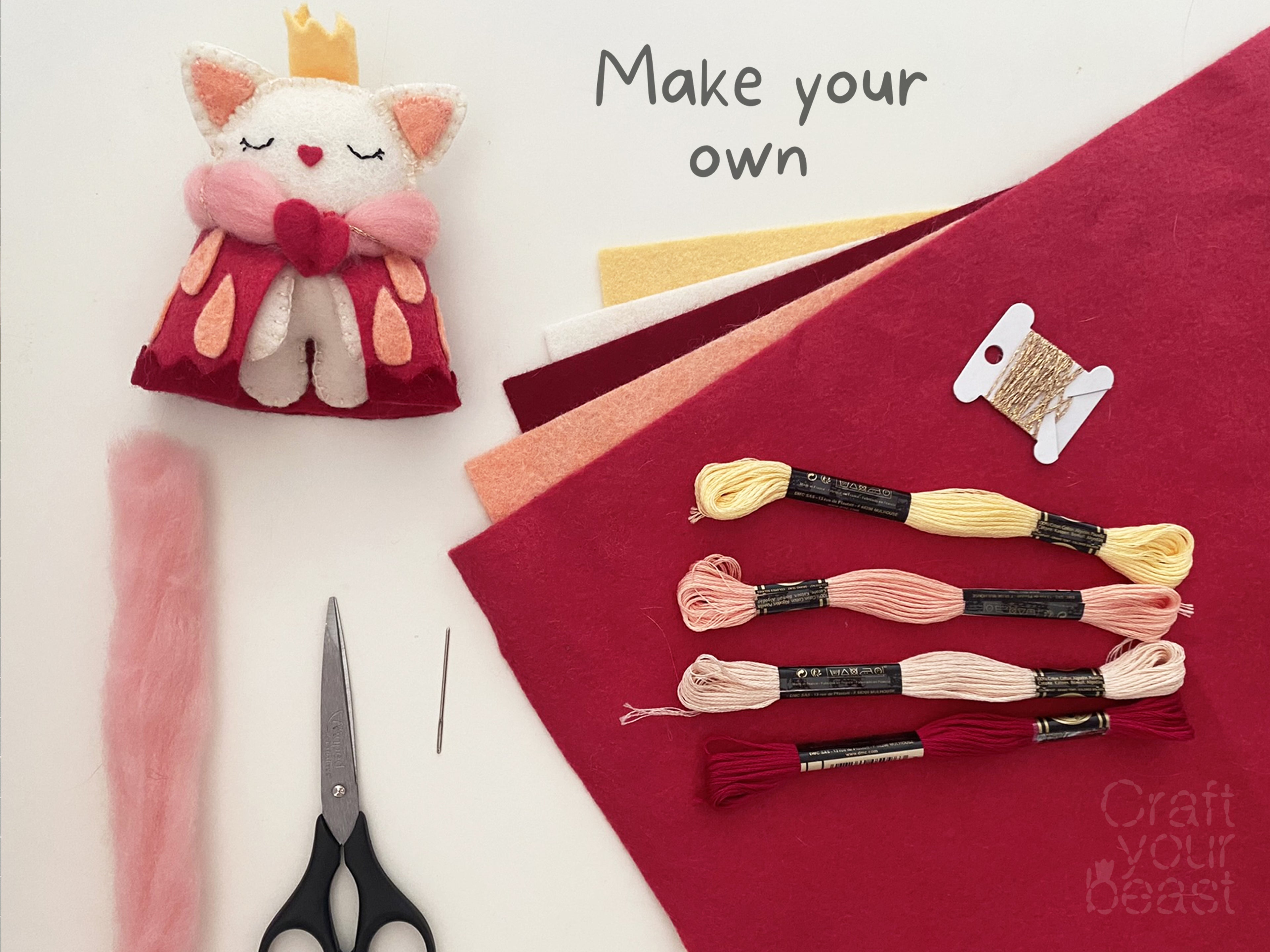 Patron de couture peluche chat princesse