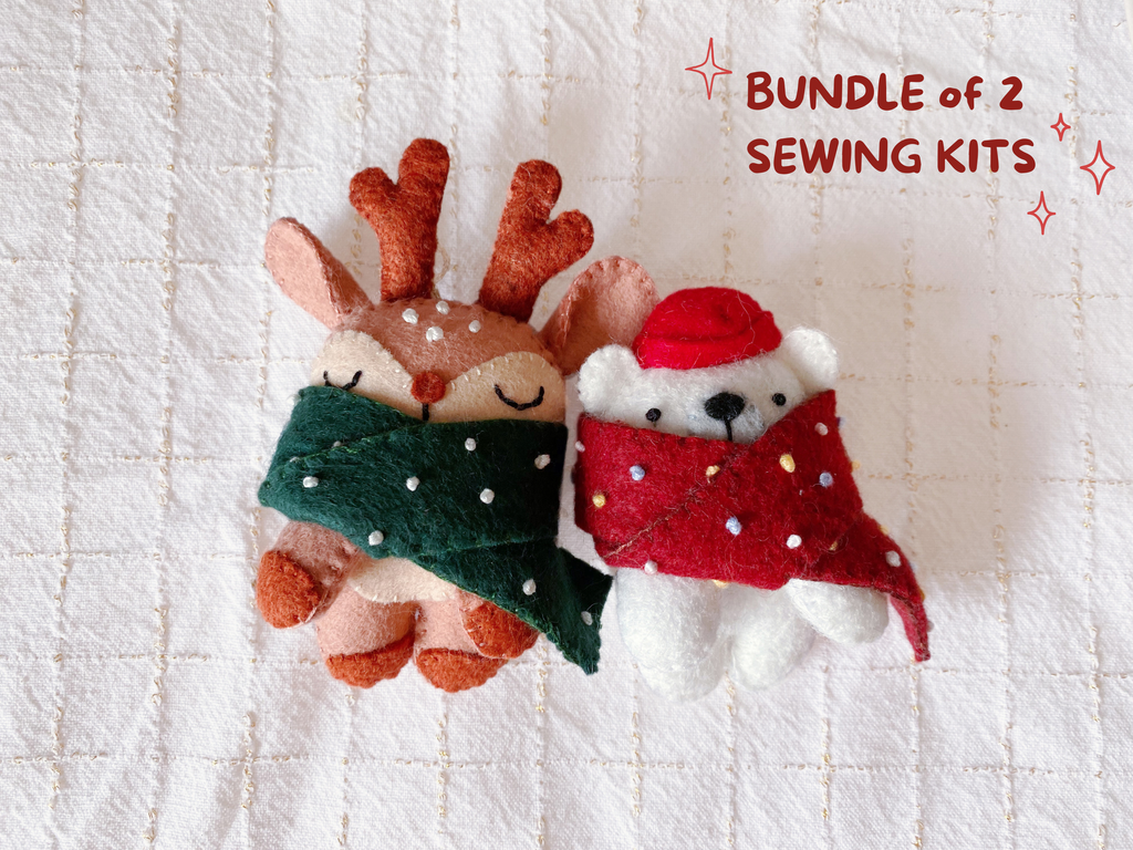 Lot KIT de couture Renne et Ours de noël