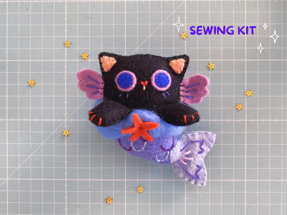 Kit de couture chaton sirène noir