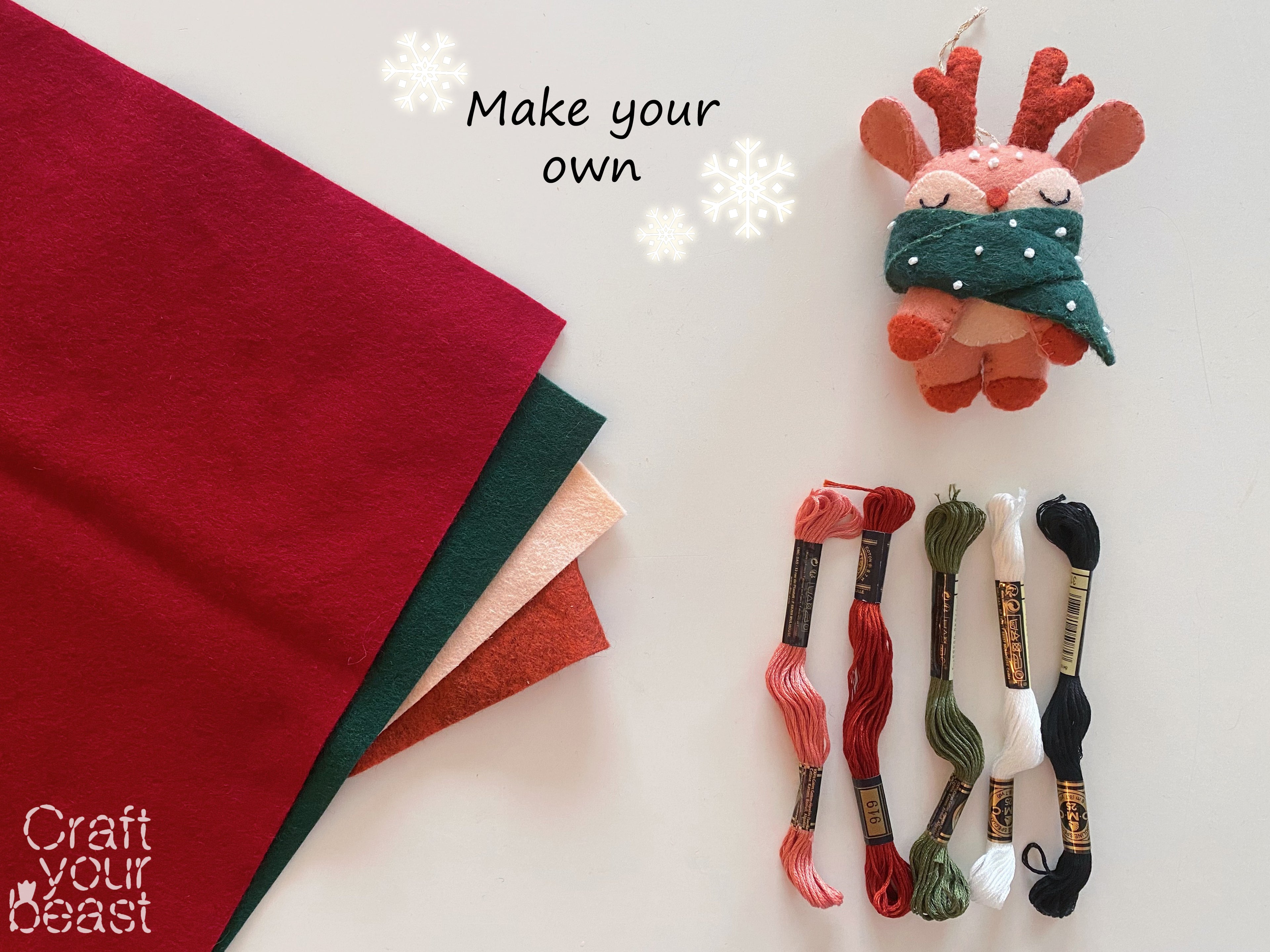 Lot KIT de couture Renne et Ours de noël