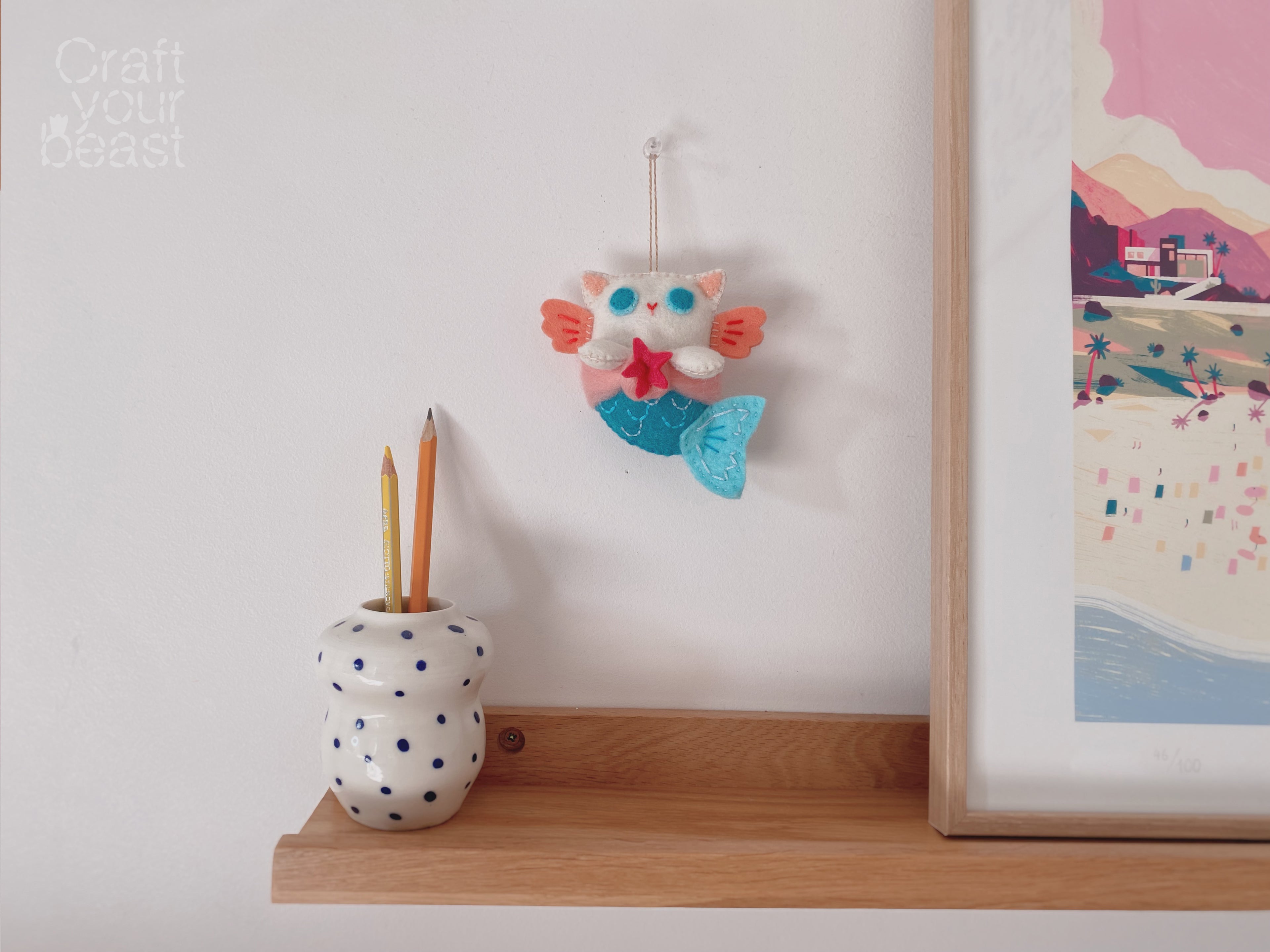 Patron de couture peluche chat sirène